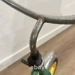Vintage ERTL John Deere Ride-On Tricycle Steel Frame Rubber Wheels Chrome Fender