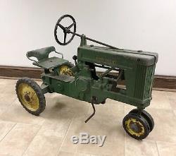 Vintage Eska John Deere 60 Pedal Tractor Large Model (nice Orig. Barn Find!)