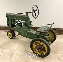 Vintage Eska John Deere 60 Pedal Tractor Large Model (nice Orig. Barn Find!)