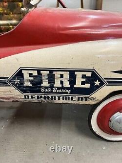 Vintage FIRE TRUCK PEDAL CAR -Fire Department Ball Bearing