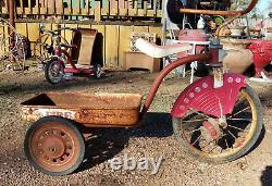 Vintage Fire Chief Cycle Tricycle Wagon / Pedal Wagon original