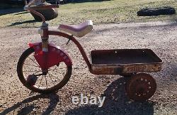Vintage Fire Chief Cycle Tricycle Wagon / Pedal Wagon original