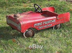 Vintage Fire Fighter Pedal Car No. 508 AMF Pressed Steel for Restoration