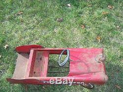 Vintage Fire Fighter Pedal Car No. 508 AMF Pressed Steel for Restoration