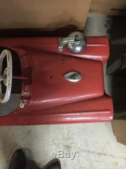 Vintage Fire truck Peddle Car 1950-60's FULL SIZE MURRAY FLATFACE Deluxe Hubcaps