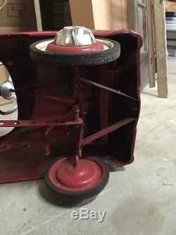 Vintage Fire truck Peddle Car 1950-60's FULL SIZE MURRAY FLATFACE Deluxe Hubcaps
