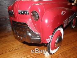 Vintage Firetruck Pedal Car Red With Ladders Hose Tail Gate & Bell -classic