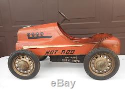 Vintage Garton Hot Rod Pedal Car 1950's Chain Drive Original Orange Paint