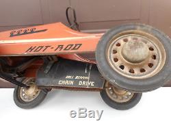 Vintage Garton Hot Rod Pedal Car 1950's Chain Drive Original Orange Paint