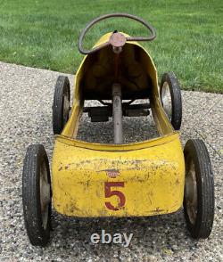 Vintage Garton Pedal Car Yellow Hot Rod Chain Drive - LOCAL PICKUP ONLY