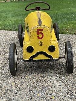 Vintage Garton Pedal Car Yellow Hot Rod Chain Drive - LOCAL PICKUP ONLY