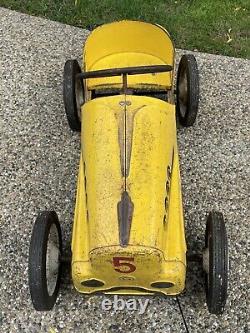 Vintage Garton Pedal Car Yellow Hot Rod Chain Drive - LOCAL PICKUP ONLY