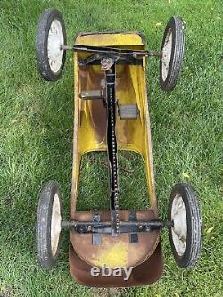 Vintage Garton Pedal Car Yellow Hot Rod Chain Drive - LOCAL PICKUP ONLY