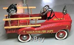 Vintage Gearbox Child's Fire Truck Pedal Car with Hose & Ladders ELNC