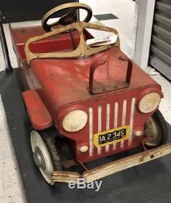 Vintage Hamilton Jeep Pedal Car Fire Truck Original