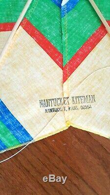 Vintage Handmade Nantucket Kiteman Fabric Kite 8 Pointed Star Rare Made in USA