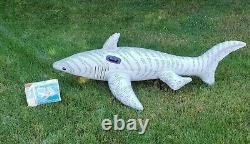 Vintage Intex The Wet Set Tiger Shark Ride On Inflatable Float 92in x 40in Open