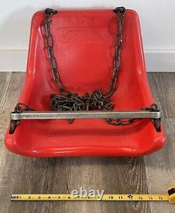 Vintage J. E. Burke Co. Playground Swing Red Plastic With Original Chain VERY RARE