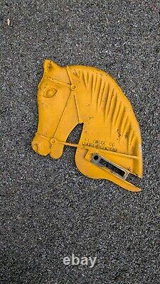 Vintage J. E. Burke Playground Swing Glider Horse Head, Original Yellow Paint