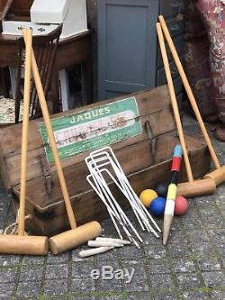 Vintage Jaques Of London Croquet Set In It's Original Wooden Box Sought After