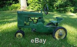 Vintage John Deere Peddle Tractor Antique Metal Toy Rider