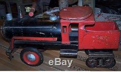 Vintage Keystone Child's Ride On Metal Toy Train Locomotive 1920s 1930s