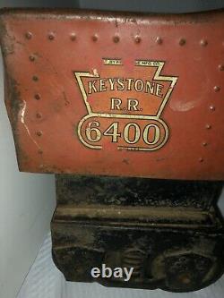 Vintage Keystone Pressed Steel 6400 R. R. 6 Wheel Ride On Train Engine