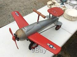 Vintage Keystone Pressed Steel Ride Em Fighter 293 Airplane Toy Truck Pedal Car