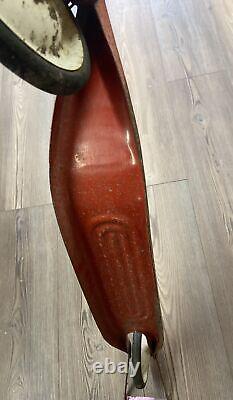 Vintage Kick Scooter Antique Kids Toy Red 1940's Schilling 2 wheel Ride On Metal
