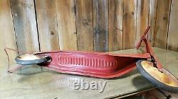 Vintage Kick Scooter Antique Kids Toy Red 1940's Schilling 2 wheel Ride On Toy