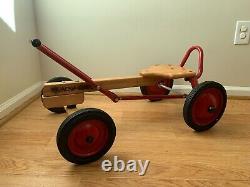 Vintage Kids Children's Wood Toy RADIO FLYER ROW-CART Red Push / Pull and Go