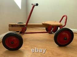 Vintage Kids Children's Wood Toy RADIO FLYER ROW-CART Red Push / Pull and Go