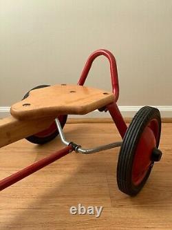 Vintage Kids Children's Wood Toy RADIO FLYER ROW-CART Red Push / Pull and Go