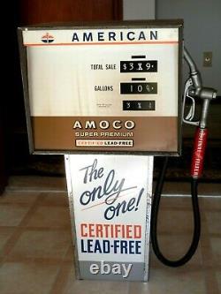 Vintage Large PROMOTIONAL AMOCO SUPER PREMIUM Pedal Car Gas Pump Sign Toy RARE