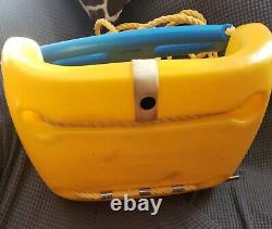 Vintage Little Tikes 1980's Outdoor Yellow Swing withRopes Seatbelt Child Size