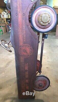 Vintage MURRAY Flat Face Fire Chief Unrestored Red Pedal Car Ball Bearing