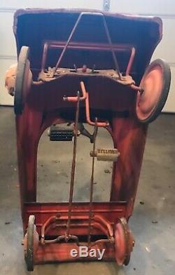 Vintage MURRAY Flat Face Fire Chief Unrestored Red Pedal Car Ball Bearing