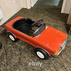 Vintage Metal 1985 Mercedes 500 SEC Red Pedal Car/Children's Kids Ride On Toy