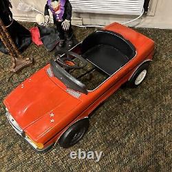 Vintage Metal 1985 Mercedes 500 SEC Red Pedal Car/Children's Kids Ride On Toy