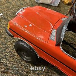 Vintage Metal 1985 Mercedes 500 SEC Red Pedal Car/Children's Kids Ride On Toy