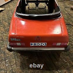 Vintage Metal 1985 Mercedes 500 SEC Red Pedal Car/Children's Kids Ride On Toy