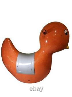 Vintage Metal Childs Ride On Duck Enameled Wood Handled Playground Toy 25 X 14
