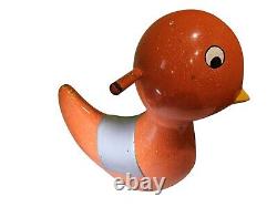 Vintage Metal Childs Ride On Duck Enameled Wood Handled Playground Toy 25 X 14