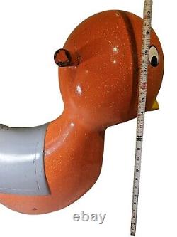 Vintage Metal Childs Ride On Duck Enameled Wood Handled Playground Toy 25 X 14