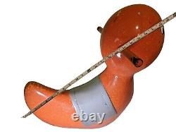 Vintage Metal Childs Ride On Duck Enameled Wood Handled Playground Toy 25 X 14