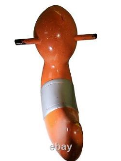 Vintage Metal Childs Ride On Duck Enameled Wood Handled Playground Toy 25 X 14