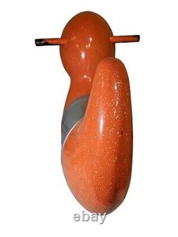 Vintage Metal Childs Ride On Duck Enameled Wood Handled Playground Toy 25 X 14