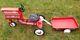 Vintage Metal Murray Trac Ball Bearing- Red Tractor Pedal Car with AMF cart