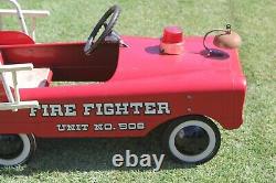 Vintage Metal Pedal Car Fire Fighter Engine Unit No. 508 Truck AMF Inc Ladder