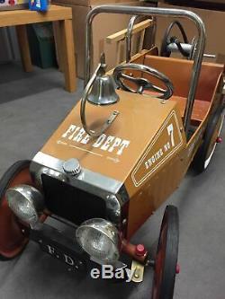 Vintage Metal Pedal Car Ride on Fire Engine Classic Retro Traditional Peddle Car